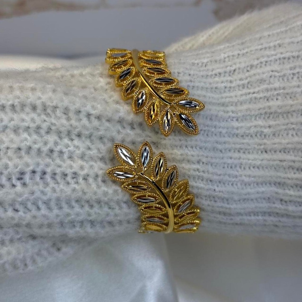 Unbranded Gold Leaf Bangle Bracelet Tarnish Free Stainless Steel Adjustable Cuff